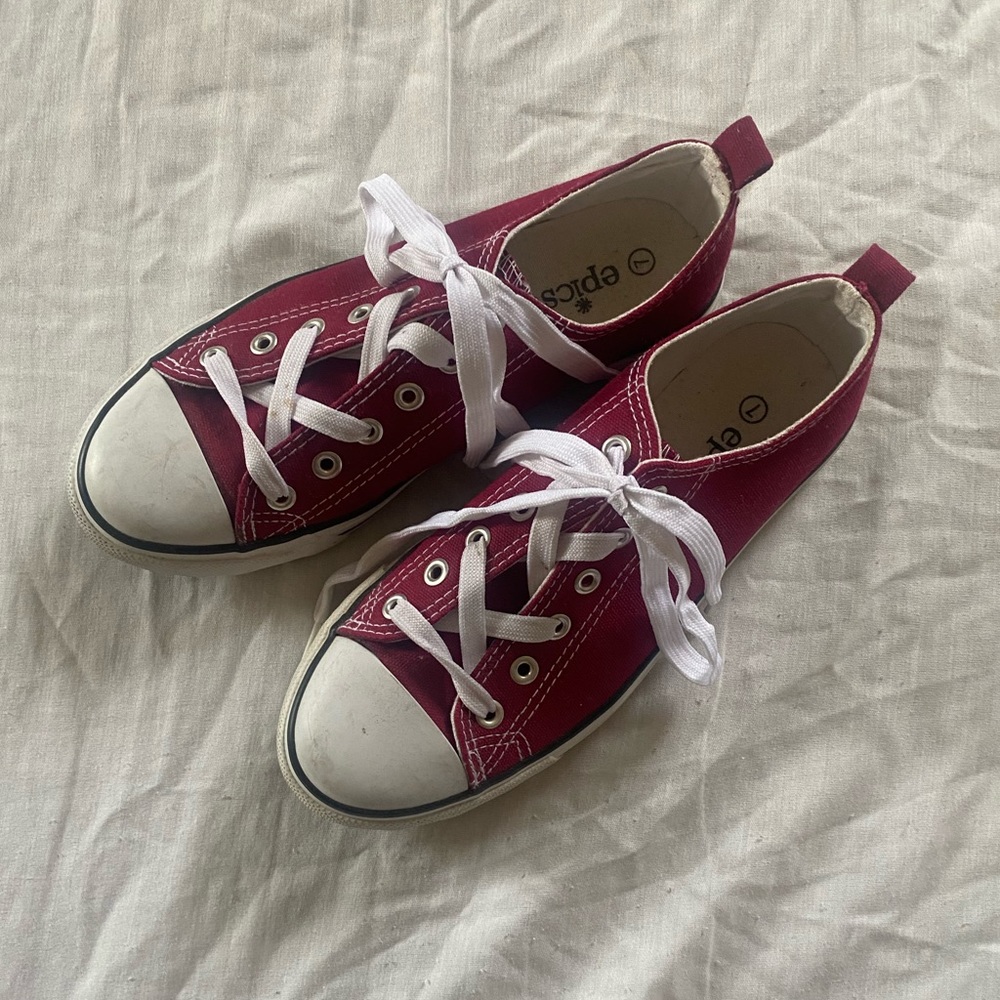 Cherry Red Low-Top Sneakers